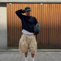 FlowStreet Spring Summer Cool Baggy Casual Khaki Wide Leg Shorts for Men with Elastic Waist Loose Luxury Designer Clothes M