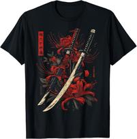 Red Spider Lily Flower Katana Sword Japanese Anime Otaku T-Shirt S