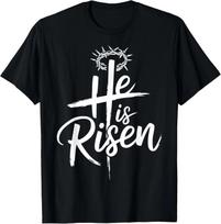 He is Risen Jesus Cross for Religious Christian Easter T Shirt S