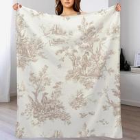 The Woods French Toile Throw Blanket Stain Resistant Cozy Warm Blanket Size: 75*100cm, Weight: 230 GSM