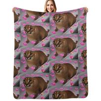 Wholesome Floppa Throw Blanket Foldable Soft Warm Blanket for Outdoor Use Size: 75*100cm, Weight: 230 GSM