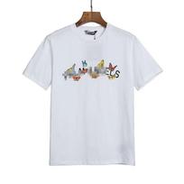 Wholesale European and American trendy brand palm angel letter butterfly print short-sleeved T-shirt for men and women couples with the same loose tee S balta
