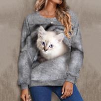 Kawaii Panda Cat Sweatshirts Animal Pattern 3D Print Women Fashion Streetwear Long Sleeve Hoodies Pullovers Tops Female Clothing S