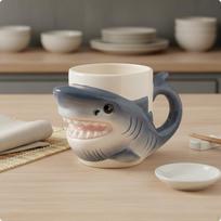 Shark Sushi Plate Japanese Oceanic type Tray Resistant Tableware for Dining Table, Kitchen šviesiai pilka spalva