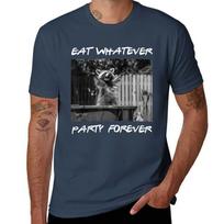 Raccoon Eat Whatever Party Forever Trash Panda Funny Halloween TShirt Basic Crew Neck Short Sleeve Top S
