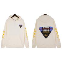 Cross-border European and American trendy brand RHUDE triangular logo letter print hoodie for men and women, American high street hoodie jacket L