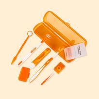 Dental Oral Hygiene Care Kit 8Pcs Portable Teeth Cleaning Tools with Storage Case for Home Travel Daily Use oranžinė