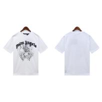 Cross-border European and American trendy brand palm angel smoke skull angel print short-sleeve T-shirt for men and women, American high street S