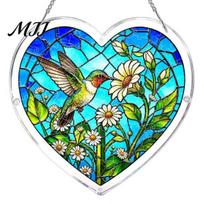 Realistic Stained Glass Effect Acrylic Puzzle Suncatcher, Colorful Window Hanging Pendant, Heart Shape Weekend Project Style Sun Catcher Decoration, G
