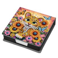 5D DIY Leather Diamond Painting Notecard Box Mosaic Kit Gem Painting Memo Pad Holder Diamond Art Note Box for Desktop Decoration