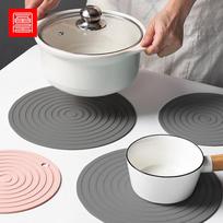 Foojo Silicone Placemats Heat Insulation Pads for Home And Camping, Table Mats And Pot Holders, Thickened Textured, 2-Pack Gray + Pink