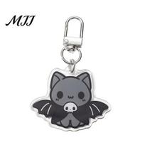 Daily Use Keychain Halloween Bat Wing Cat Keychain, Acrylic Black Car Key Ring Ring, Handbags Backpacks Decorative Accessories for Party Favors A
