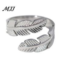 Adjustable Open Ring Finger Feather Shape Fit Women Stainless Design Steel Texture Freedom Lightness Symbol Stacking Layered Base sidabras