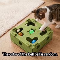 Fun Cat Box - Interactive Felt Cat Puzzle Toy, Bite and Scratch Resistant Cat Maze Box, Includes Bell Ball (Color Random), Cat Scratching Board,