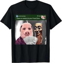 John Pork and Tung Tung Tung Sahur Front Door Motion Funny unisex T-Shirt L