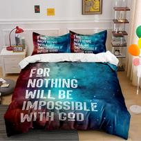 Inspirational Galaxy Bedding Set with Text Bedding set (1 duvet cover, 2 pillowcases, duvet not included) 135x200cm