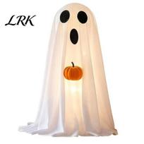 Porch Terrace Party Supplies Halloween Ghost Decoration, Light-Up White with Pumpkin, Indoor Decoration Cute Standing Tabletop for Home Holiday Decor A oranžinė