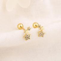 1Pair Fashion Star Ear Studs Helix Cartilage Screw Earring Zircon Shining Ear Studs For Women Piercing Body Jewelry Gift A3