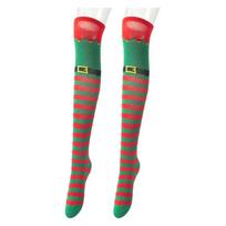 Christmas Celebration Elf Boot Striped Thigh High Stockings Festival Cosplay Party Over the Knee Long Socks for Ladies 1 žalia