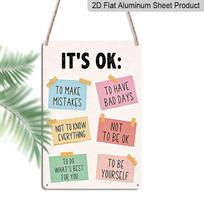 2D Flat It's OK To Make Mistakes Colorful Sticky Note Mental Health Metal Sign - 8.0x12.0inch Aluminum Wall Art, Therapist Classroom Self Compassion 20*30cm