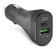 Sbs usb-a usb-c pd car charger 25w black tecrpd25w