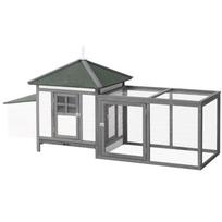 Chicken Coop Small Animal Pet Cage w/ Nesting Box Outdoor Run Wooden 196 x 76 x 97 cm