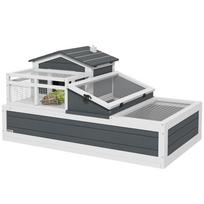 Tortoise House 3-Room with 2 Stories, Ladder, Balcony, Tray, Openable Roof, 59H x 112L x 65Wcm, Grey 112 x 65 x 59 cm pilka