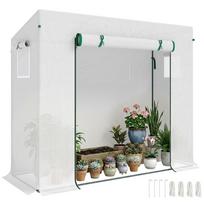 Small Walk-in Garden Greenhouse with Steel Frame, Large Roll-up Door and Windows, 200Lx76Wx168Hcm, White 200 x 76 x 168 cm balta