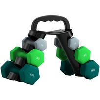 Dumbbells Set with Storage Rack, 2 x 1kg, 2 x 3kg, 2 x 5kg, Grey 42 x 10 x 30 cm