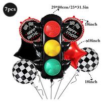 Race Car Party Decorations Foil Traffic Light Balloon Checkered Tire Balloon Kids Boys Race Car Two Fast Birthday Party Supplies