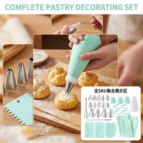 29-Piece Piping Tips Set with Bags and Icing Nozzles for and Baking One Size žalia