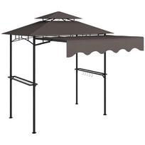 BBQ Gazebo 242x232x248 cm Water-Repellent Flame-Retardant Garden Gazebo with Double-Layer Roof Coffee 242 x 232 x 248 cm