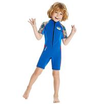 Kids 2.5mm Neoprene Wetsuit Diving Surfing Swimming Boys Short Sleeve Full Body Thermal Protection Small mėlyna