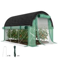 3 x 2 x 2 m Polytunnel Greenhouse with Sun Protection Net, Roll-Up Side Walls, Plastic Cover, Steel Frame, Green 300 x 200 x 198 cm žalia