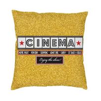 Auksinė kino teatro pagalvės užvalkalas 45x45 cm Klasikinės gamybos filmo raidės Dekoratyvinis pagalvės užvalkalas namams 30x30cm 12x12in black