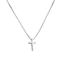 New 925 Sterling Silver Box Chain Cross Charm Pendants Necklace for Women Girls Statement Party Jewelry Dz094