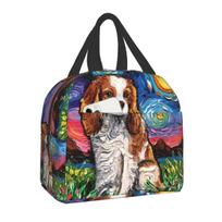 Šuo Cavalier King Charles Spaniel Izoliuotas pietų krepšys Daugkartinio naudojimo šaltkrepšis Terminis pietų dėžutė moterims vaikams piknikui kelionėms 22x20x13CM smėlis