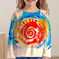 Love Tie Dye Vortex Girl's Clothes for Kids Tshirt From 8 To 12 Years Child Clothing T-Shirt Long Sleeve T-Shirts 100