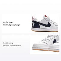 Nike Court Borough Low Comfortable Versatile Non-Slip Durable Balance Low-Top Skate Shoes Kids sneakers White Red Blue 870025-105 28
