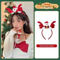 Red Antler Pompon Hair Clip: Sweet Christmas Bow Headband for Women