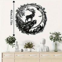 Metal Stag Wall Decor Circular Iron Frame Modern Farmhouse Living Room Wedding Gift Home Hanging Art 40x40