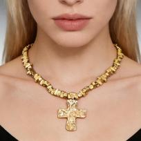 1PCS Irregular CCB Bead Necklace Alloy Cross Pendant Women's Fashion Gothic Necklace Steampunk Jewelry