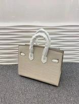 2026 New Palm Pattern With Crocodile Leather Combo Color Small House Platinum Bag Fashion Handheld Diagonal Cross Women's 20cm