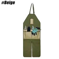 Garden Apron with Multiple Pockets Adjustable Oxford Cloth Work Apron for Gardening Tools Storage