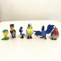 6pcs Rio Adventure Action Figure Toy 3.5-5CM Cartoon Diamond Parrots Pug Dogs Collection Model Dolls designed for Children Present