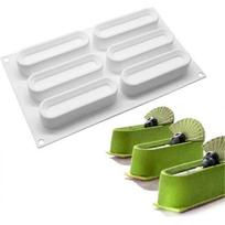 Eclair Silicone Mold for Baking Mousse Cake, French Dessert, Pastry, Chocolate, Ice Cream, Cake Decoration Mold, 3D Concave Eclair Shape (6-Cavity)