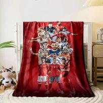 Žaidėjai su nacionalinės rinktinės marškinėliais, išsidėstę trikampio formacija. visiems metų laikams skirta pietų pertraukos užtiesalo dovana 80cm x 120cm