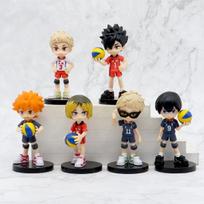 6 Pieces Anime Haigui Volleyball Jun Gen PVC 9cm Character Models Collectible Toys Inspirational Gift Series beige
