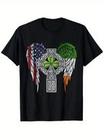 Celtic Cross T-Shirt 100% Cotton Black Celtic Cross Irish American T-Shirt XXXL