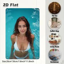 Bikini Girl Wall Art Plaque, Halloween Christmas Gift for Home Bar Cafe Decor 20X30CM